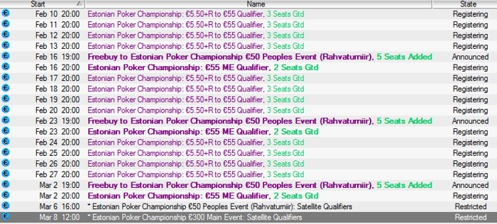 Eesti meistrivõistluste kvalifikatsioonid PokerStarsis toimuvad 10. veebruar kuni 2. märts 101