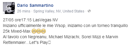 WSOP giorno 1: Sammartino schierato al ,000 Mixed Max, per lui tavolo con Negreanu... 101