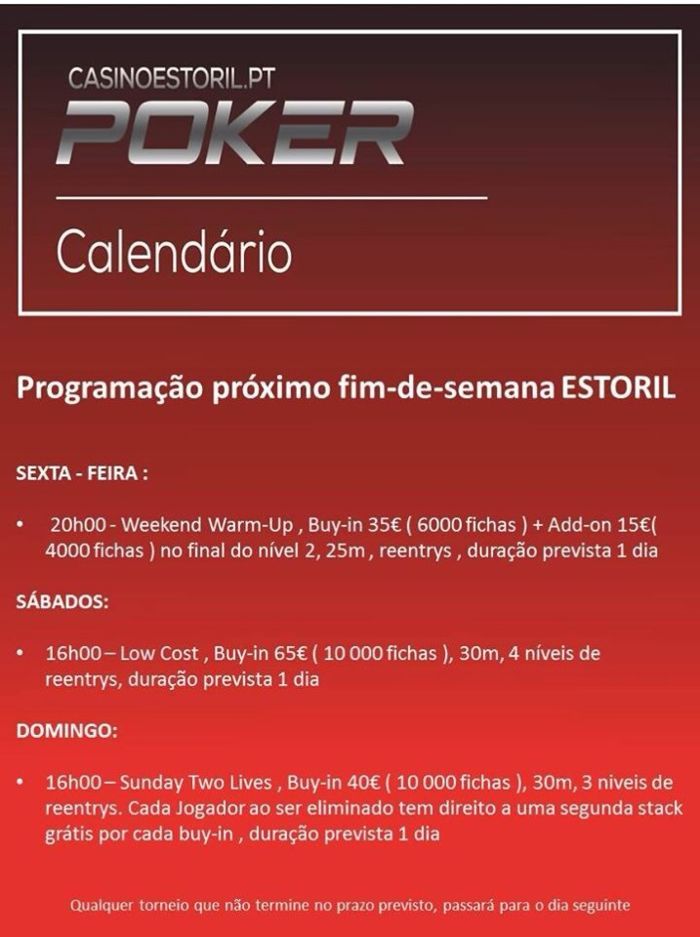 Programação do Fim de Semana no Casino do Estoril 101