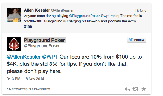 "Não gostas não jogues aqui!", foi o que disse o Playground Poker a Allen Kessler 102