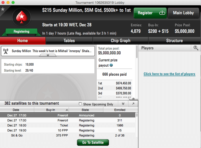 Edi??o Especial do Sunday Million com US Milh?es GTD 102