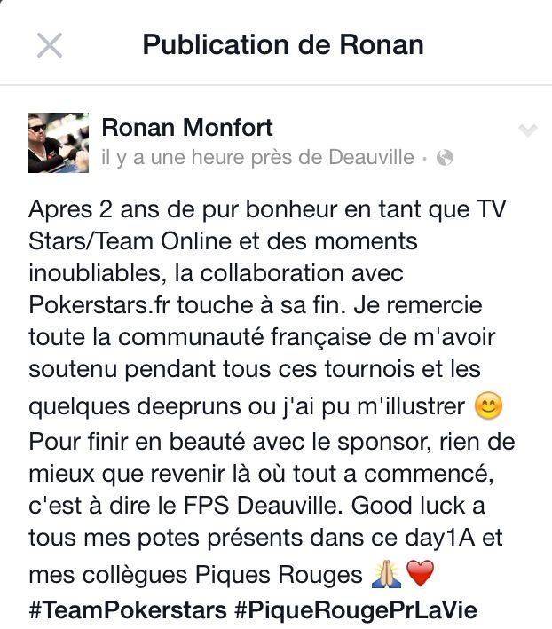 Ronan Monfort annonce la fin de son contrat avec Pokerstars.fr 102