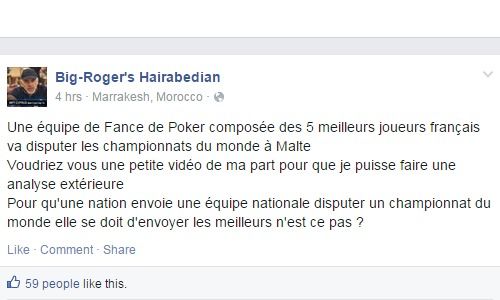 Global Poker Masters : Roger Hairabedian clashe la Team France 101