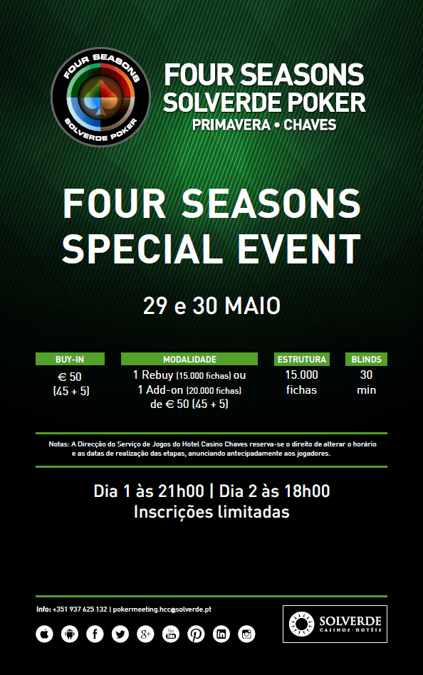 Four Seasons Special Event, 29 a 30 Maio no Casino de Chaves 101
