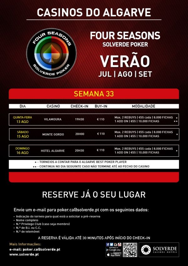 Poker no Algarve: Four Season Solverde Poker em Vilamoura, Montegordo e Portimão 101