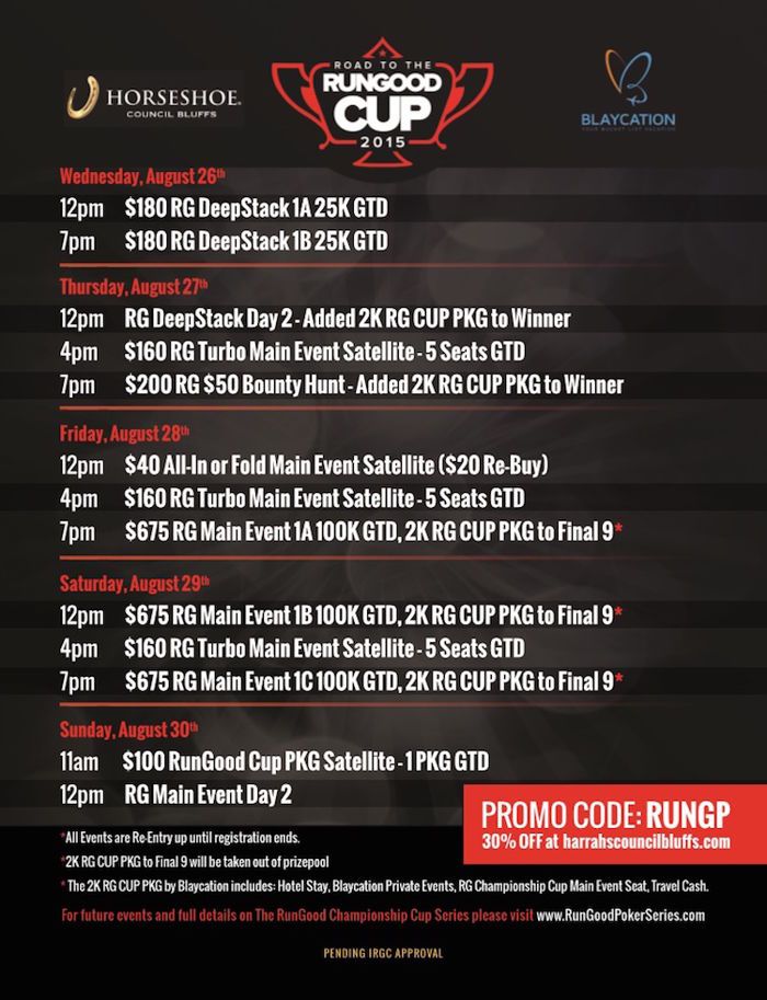 RunGood Poker Series Horseshoe Council Bluffs Kicks Off Tomorrow; 0K GTD Main Event 101