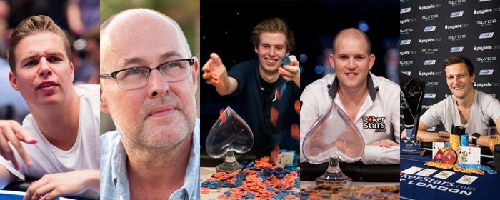Nederlandse EPT winnaars: Noah Boeken, Rob Hollink, Constant Rijkenberg, Pieter de Korver en Ruben Visser