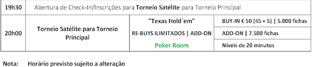Hoje às 20:00 Último Satélite Main Event Solverde Poker Season 101