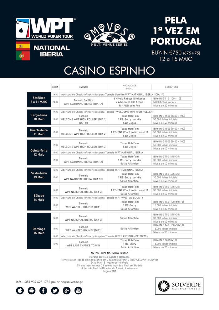 Calendário WPT National Iberia - 10 a 15 Maio no Casino de Espinho em Portugal 102
