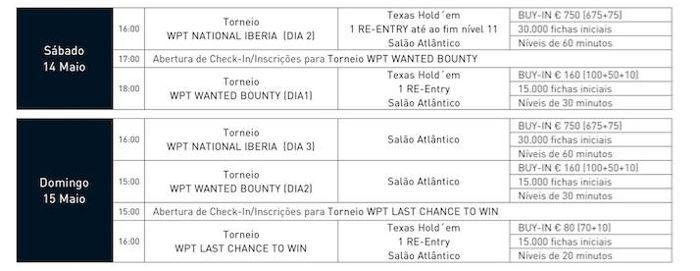 Calendário Side Events do WPT National Iberia no Casino de Espinho 101