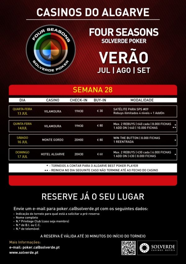 Calendário Semanal Four Seasons Solverde Poker Verão: Espinho, Chaves e Algarve 103