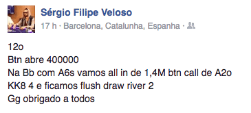 Sérgio Veloso Foi 12º na PokerStars Cup Barcelona (€10.430) 101