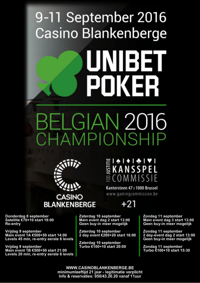 Vrijdag begint het Unibet Belgian Poker Championship 101
