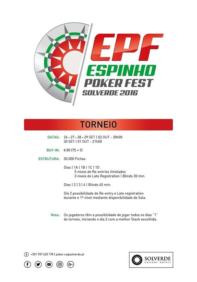 Espinho Poker Fest III de 26 de Setembro a 2 de Outubro no Casino de Espinho 101