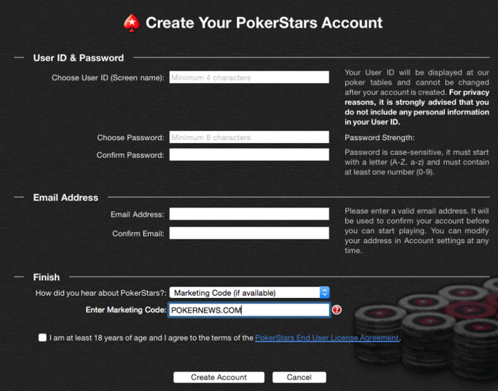 PokerStars - Create your Account
