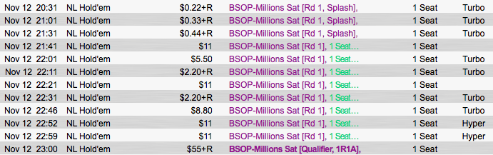 BSOP Millions: Satélites do PokerStars para 12 de Novembro 101