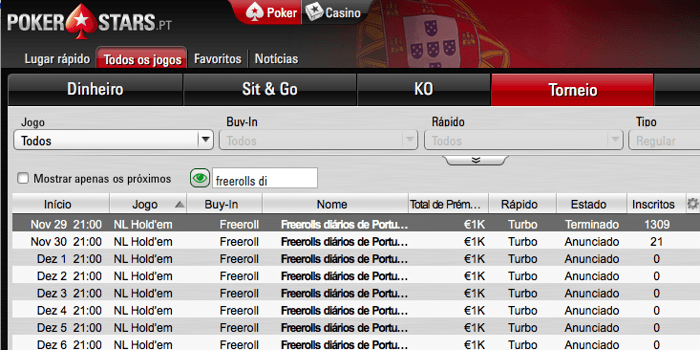 Freerolls Diários de €1.000 Até 12 de Dezembro na PokerStars.PT 101