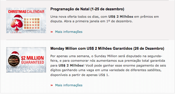 Ganhe Sua Parte de mais de $ 5 Milhões no Festival de Natal do PokerStars 101