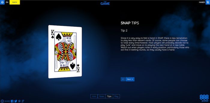 Learn SNAP Poker and More With 888Poker's "The Game" 103