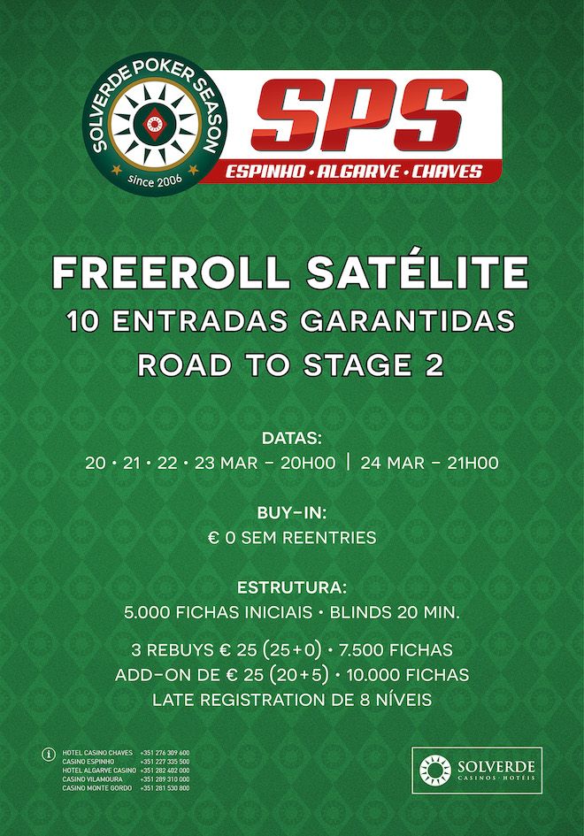 Road To Stage 2: Freeroll Satélite com 10 Entradas Garantidas de 20 a 24 Março no Casino... 101