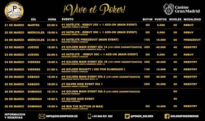 Las Golden Poker Series ven la luz esta semana en Casino Gran Madrid 101