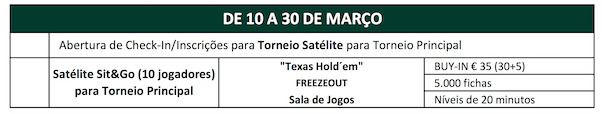 Solverde Poker Season '17: Satélite €55 Freezeout Hoje às 20:00 no Casino Espinho 102