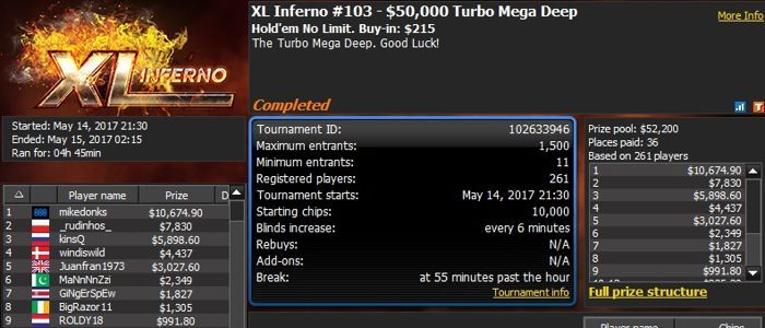 888poker XL Inferno Series Day 8: Romania's 'PokerMogo' Wins Event 97 104