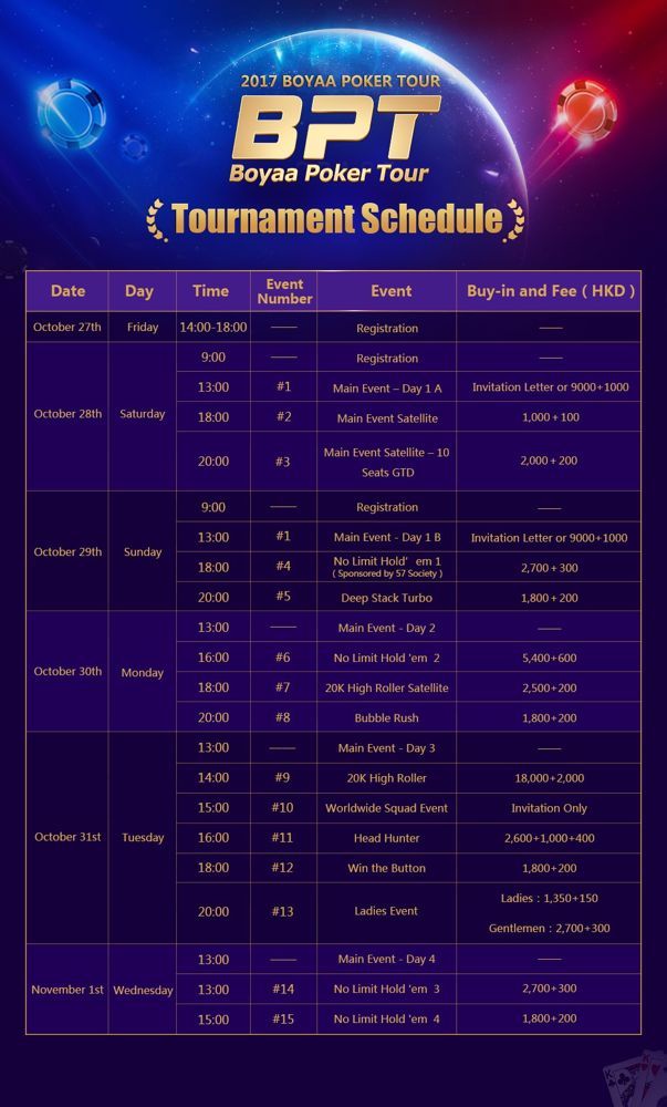 Poker Macau Tournament Schedule