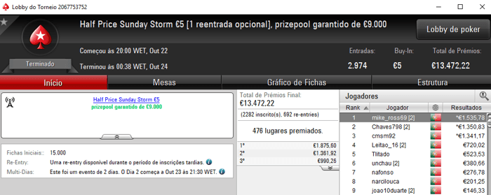 Xcizions foi o Campeão do Half Price Sunday Special €50 102