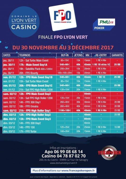France Poker Open : Le calendrier de la Saison 2 101