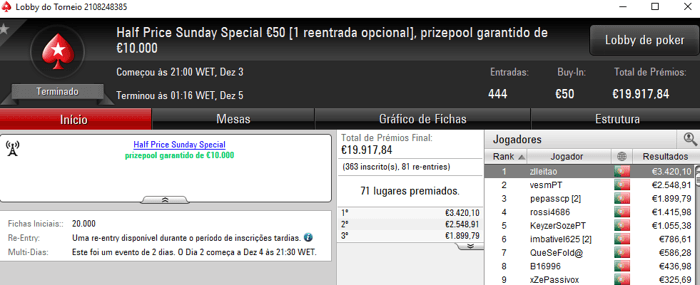 zlleitao Conquista Half Price Sunday Special €100 (€3,420) & Mais 101