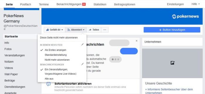 PokerNews auf Facebook als Erstes anzeigen