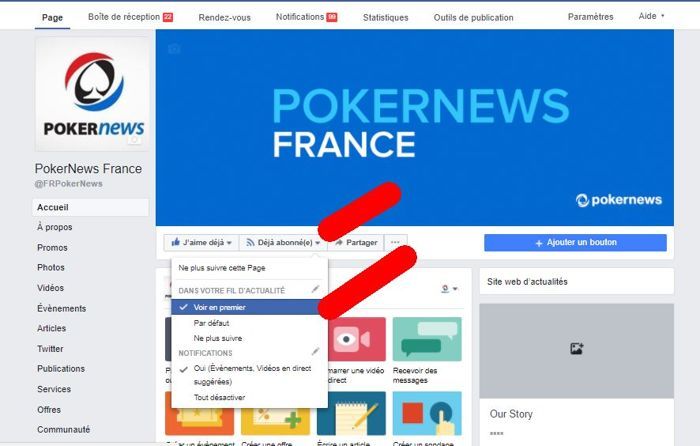 Vous pouvez régler les paramètres pour afficher plus souvent Pokernews France dans votre fil d'actualité.