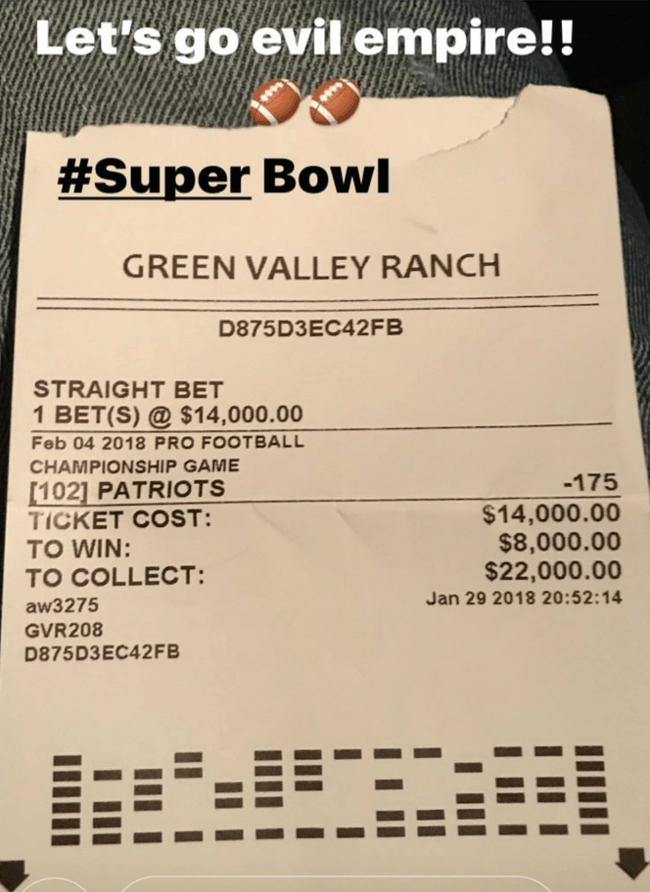 Super Bowl wager