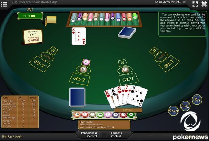 Oasis Poker Casino PokerGames to Play for free and with zero house edge