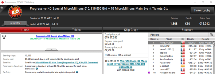 PokerStars.FRESPT: cpso1991 Conquista o The Hot BigStack Turbo €50 102