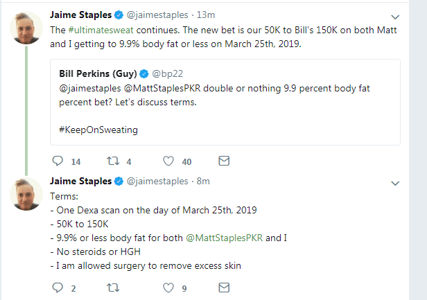 Jaime Staples pare ca s-a reingrasat si e pe cale sa piarda un pariu de 150.000$ 101