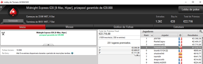 Saturday Night Fever para PedroHM e Peixinho2016 na PokerStars.FRESPT 102