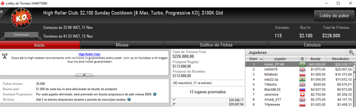 Forras Online: Felipe Boianovsky Bronze no Sunday Million & Mais 102