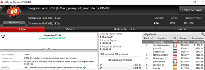 chillipe22 Vence Bigger €10 e 6-Max Club €20 da PokerStars.FRESPT & Mais 103