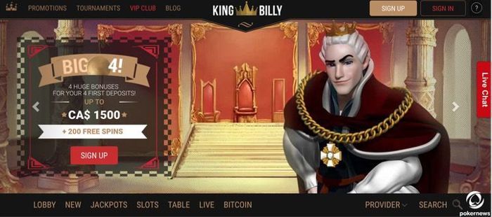 King Billy Casino Android App with games to play like you were in Las Vegas