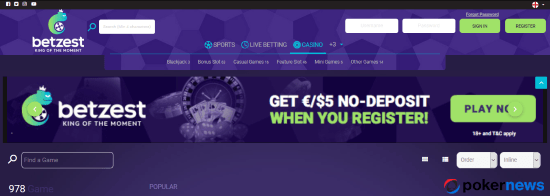 No Deposit EUR 5 at BetZest