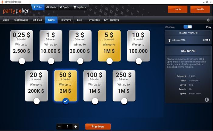SPINS do partypoker