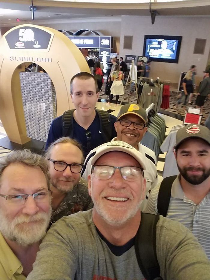 Bob Monday (center) with members of the Speedway American Legion