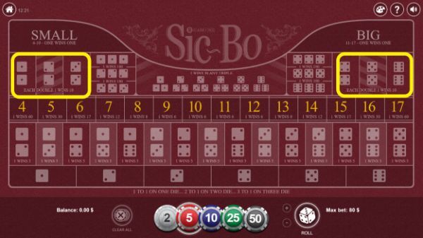 Sic Bo Double Bets