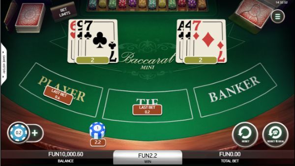 mini baccarat ends in a tie