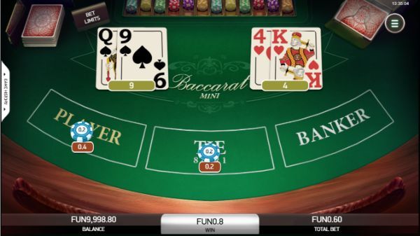mini baccarat ends in a win