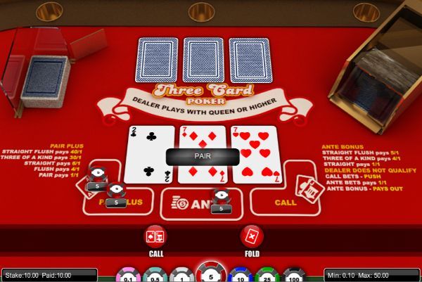 3 card poker practice game