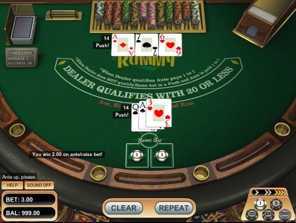 Three Card Rummy ends in one push