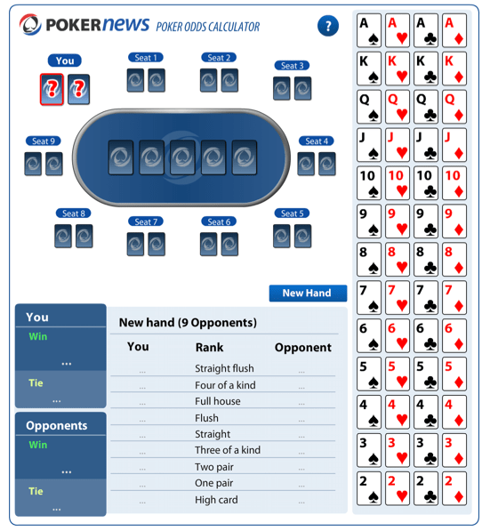 Percentage poker hands calculator chart